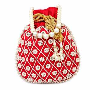 Sac à main Potli décoratif à bas prix pour femmes, avec des détails de broderie faits à la main, pour les tenues de mariée, les tenues de soirée - Product Image 2