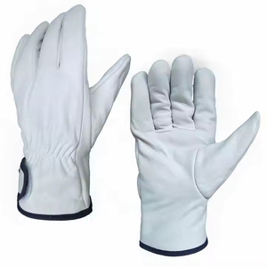 Gants de travail en cuir blanc XL de haute qualité pour la construction, le jardinage, la soudure, la protection, en cuir de vache, de chèvre et de porc pleine fleur - Product Image 1