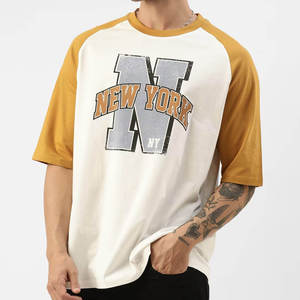 Mens Contrast <b>Raglan</b> Sleeve Graphic T Shirt Casual Oversized Cotton Blend Crew Neck Streetwear Printed Summer <b>Top</b> - Product Image 3