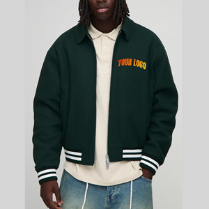 Veste universitaire en laine épaisse pour homme avec manches en cuir, broderie de logo personnalisée, qualité supérieure, style Letterman - Product Image 1