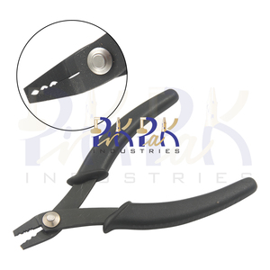 Pince à sertir à double perle 2-3mm sertissages 140mm mâchoires droites poignées en plastique à ressort pour la fabrication de bijoux - Product Image 1