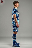 Uniforme de fútbol de manga corta con camuflaje azul, conjunto de jersey para entrenamiento de fútbol, ropa deportiva con estampado personalizado, uniforme de voleibol