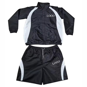 <b>Zip</b> <b>Up</b> <b>Jacket</b> and Short Outdoor Set Comfortable Custom Front Logo Print Windbreaker Tracksuits Solid - Product Image 3