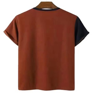 Men's <b>Geometric</b> Color Blocked Short Sleeve T-<b>Shirt</b> O-Neck Casual Breathable Regular Fit 100% Polyester Woven Design - Product Image 5