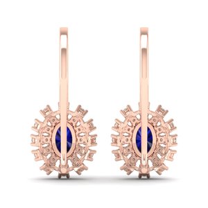 REYES Pendientes Minimalistas de Oro 9K 10K 14K 18K 22K con Diamantes y Zafiro Azul de Corte Ovalado para Mujer, Joyería Fina - Product Image 4