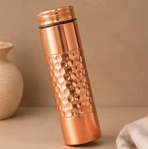 Bohemian Style Copper Water Bottle with Blue Mosaic Pattern Portable Travel <b>Drinkware</b> - Product Image 4