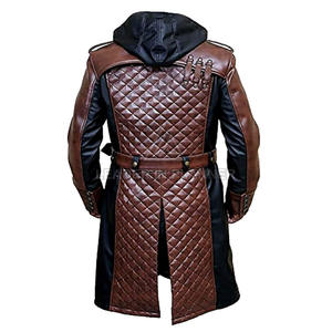 Veste en cuir véritable pour homme, sur mesure, longue, chaude, pour l'hiver, vente en gros - Product Image 2