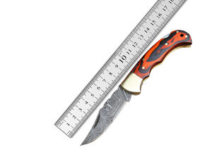 Cuchillo Plegable de Damasco Hecho a Mano con Construcción Duradera, Cuchillo de Bolsillo de Damasco con Fuerte Sistema de Bloqueo, Cuchillo Plegable de Damasco - Product Image 5