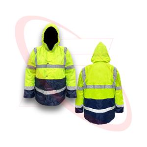 Chaqueta de seguridad de poliéster 100% de alta visibilidad personalizada, ropa de trabajo de bombardero verde con cuello, ropa de seguridad para ropa de trabajo - Product Image 1