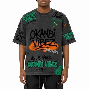 Custom Mens Acid Wash <b>Graffiti</b> Print Oversized <b>T</b> <b>Shirt</b> Summer Hip Hop Streetwear Tee Breathable Cotton Graphic Clothing - Product Image 1