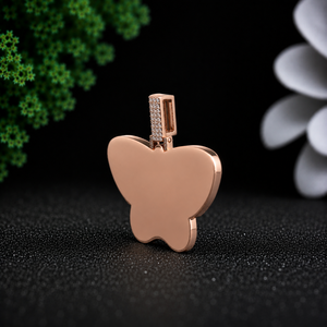 Phoenix Enterprises Custom Butterfly <b>Name</b> VVS Moissanite Pendant Necklace 925 Sterling Silver Rose Gold Plated Free Rope <b>Chain</b> - Product Image 6