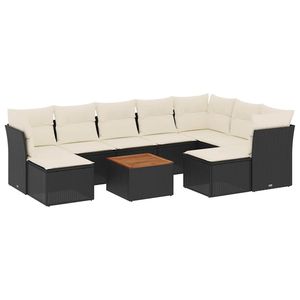 Ensemble de canapé de jardin en polyrotin noir à 10 pièces avec accoudoirs réglables - Product Image 2