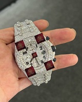 Jam Tangan Kronograf Unisex Mewah Bahan Stainless Steel 42mm Bertabur Berlian Analog Mekanik GPS Berkualitas Tinggi dengan Mekanisme Lipat