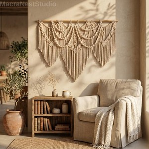 Tapiz de Macramé Personalizable al por Mayor, Estilo Bohemio, Forma Irregular, Decoración para el Hogar, para Sala de Estar - Product Image 4