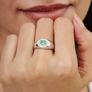 Custom Design 925 Sterling <b>Silver</b> 100% Authentic <b>Emerald</b> Gemstone Dome <b>Ring</b> Fine Jewelry Accessories Unisex - Product Image 2