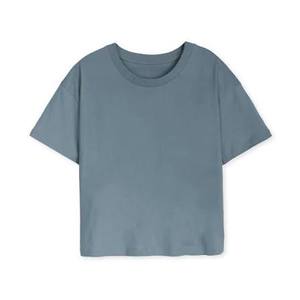 เสื้อยืดทรงบ็อกซี่ ยูนิเซ็กซ์ ผลิตจากผ้าฝ้าย/ใยไผ่ 180 กรัม เป็นมิตรต่อสิ่งแวดล้อม แบบถัก ทรงสั้น เรียบง่าย สไตล์ลำลอง รับผลิตแบบ OEM ขายส่งสำหรับผู้หญิง - Product Image 2