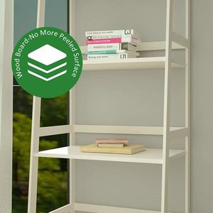 Libreria Moderna a 5 Ripiani in Bambù per Camera da Letto, Soggiorno, Ufficio - BC 238 Bianco - Product Image 5
