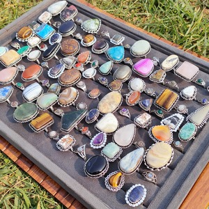 Wholesale Assorted Natural Gemstone <b>Rings</b> with Channel Setting for Yoga Meditation Reiki & Mindfulness-Unisex Mixed Stone <b>Rings</b> - Product Image 3