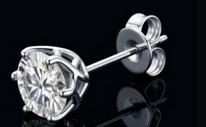Moissanite 4ct Round Cut <b>Stud</b> <b>Earrings</b> 925 Sterling <b>Silver</b> Halo Iced Out Unisex Hip Hop Jewelry Custom Hand <b>Set</b> Gemstone - Product Image 3