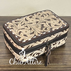 Caja de Joyería de Cuero Genuino para Mujer, Hecha a Mano, con Logotipo Personalizado, Venta al Por Mayor, Estuche de Viaje para Joyas - Product Image 1