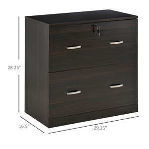 Commode de classement latérale en noyer durable à 2 tiroirs verrouillables, meuble de rangement métallique assemblé pour bureau à domicile - Product Image 3