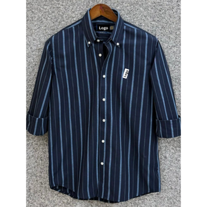 Chemise habillée rayée pour homme à manches longues 100 % coton popeline infroissable col rabattu décontractée pour le printemps - Product Image 3