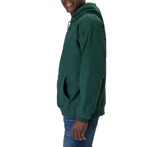 Sweat-shirt à capuche vert foncé pour homme, streetwear d'hiver, coupe classique, couleur unie, poche avant, décontracté, en molleton tricoté 100% coton - Product Image 1