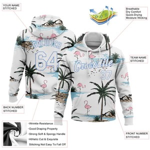 Custom Stitched White Light Blue Pattern Design Hawaii Palm <b>Trees</b> Sports Pullover Sweatshirt Hoodie Beach Holiday Wear Hoodies - Product Image 2