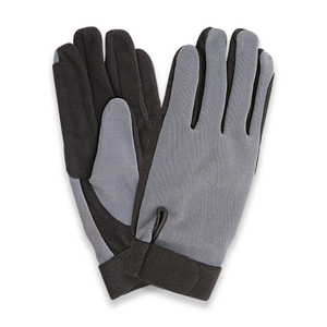 Gants de performance unisexes pour l'équitation : maille respirante et douce pour l'entraînement estival et les compétitions professionnelles, noir et gris personnalisés - Product Image 1
