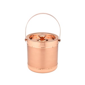 Luxury Gold Double Walled Insulated Ice <b>Bucket</b> <b>with</b> <b>Lid</b> and Scoop Hand Hammered Brass Finish Wine Chiller for Bar & Hotel <b>Bucket</b> - Product Image 4