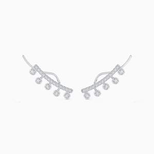 IGI Certified Lab Grown Diamond Dewdrop Climber <b>Earrings</b> 14K White Gold Luxury <b>Ear</b> Climber <b>Cuff</b> <b>Earrings</b> Anniversary Wedding - Product Image 2