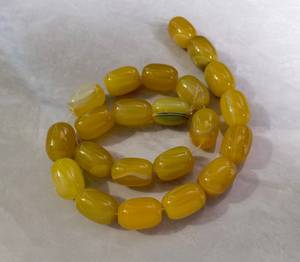 Perles de pierres précieuses en agate jaune rayée naturelle, forme baril épais, pour la création de bijoux DIY - Product Image 3