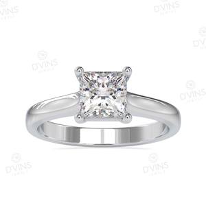 Bague de fiançailles classique D'VINS JEWELS en or massif 14 carats avec diamant taille princesse VVS cultivé en laboratoire, 2 carats, avec certificat IGI - Product Image 1
