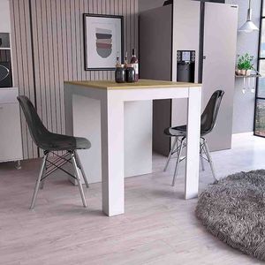Tavolo da cucina bianco/rovere con due gambe e tre ripiani laterali - Product Image 2
