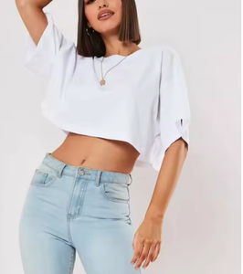 เสื้อยืดออกกำลังกายผู้หญิง แขนสั้น ผ้าฝ้าย สำหรับเต้น วิ่ง โยคะ ฟิตเนส ครอปท็อป โชว์เอว รุ่นใหม่ เสื้อยืดกีฬา ทรงหลวม เสื้อออกกำลังกายในยิม - Product Image 1