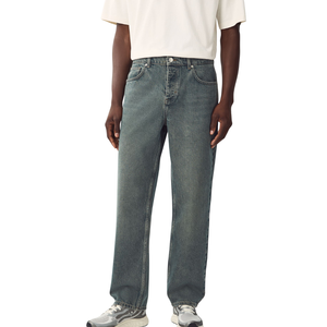 กางเกงยีนส์ผู้ชายวินเทจฟอกสีขาตรงสไตล์ย้อนยุคคลาสสิกผ้ายืดนุ่มใส่ในชีวิตประจำวันขายส่ง - Product Image 3