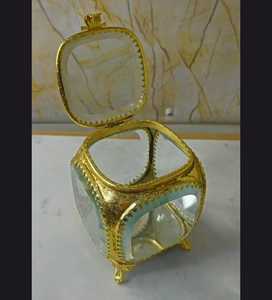 Handcrafted Vintage Brass Beveled Glass Jewelry <b>Box</b> | Antique Gold Filigree Decorative <b>Keepsake</b> Organizer | Luxury Gift <b>Box</b> Case - Product Image 2