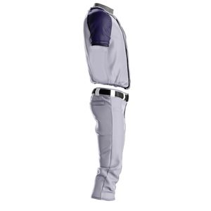 Ensemble de maillot de baseball pour homme, bleu royal avec bordure noire, pantalon blanc, boutons sur le devant, manches courtes - Product Image 3