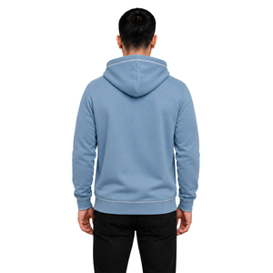Sweat-shirt à capuche pour homme Euro, bleu clair uni, décontracté, avec logo sur le devant, en molleton tricoté, pour l'automne - Product Image 2