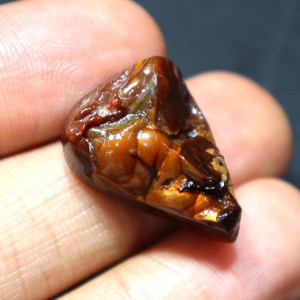 Cabochon d'agate de feu aux tons terreux, pierre précieuse naturelle unique, agate de feu polie à la main pour pendentif et bijoux - Product Image 2