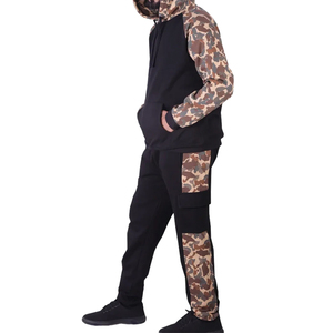 Conjunto Deportivo de Sudadera con Capucha y Pantalones de Camuflaje para Hombre, Manga Larga, Color Negro, Informal, con Bolsillos Laterales, para Otoño - Product Image 2