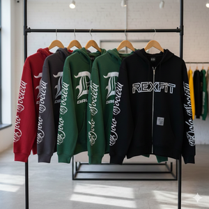 Nouveau design, services OEM, streetwear personnalisé, dernière mode, coupe et couture, impression sérigraphique, logo, sweats à capuche unisexes avec fermeture éclair - Product Image 6