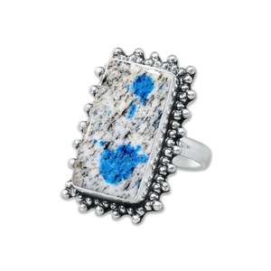 ขายส่งแหวนเงินแท้ 925 ประดับพลอยแจสเปอร์ K2 สีน้ำเงินธรรมชาติ สำหรับงานแต่งงาน ผู้จัดจำหน่ายขายส่ง - Product Image 3