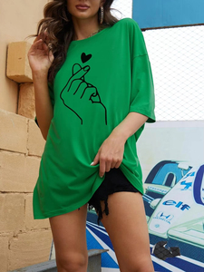T-shirt décontracté surdimensionné imprimé numériquement pour femme, tendance 2026, avec logo personnalisé à faible MOQ, t-shirts respirants pour femme en promotion - Product Image 6