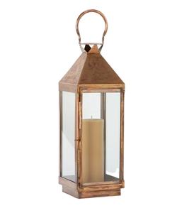 Farol de Metal con Acabado de Cobre de Diseño de Lujo, Decoración para el Hogar y Hoteles, Portavelas con Acabado Pulido - Product Image 1