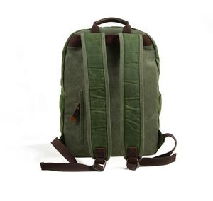 Sac à dos pour ordinateur portable en toile unisexe vert souple avec bretelles résistant à l'eau 20-39L style décontracté fermeture éclair - Product Image 1