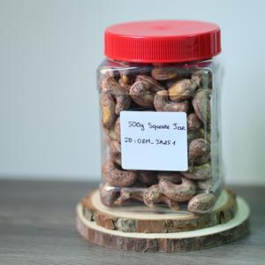 ISO Certified Vietnam Premium Roasted Cashew <b>Nuts</b> Square Jar Unique Buttery Salty Flavor Custom Grade 500g OEM Service Available - Product Image 1