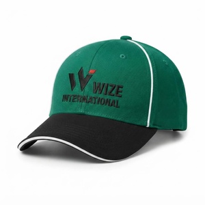 Casquette de baseball WIZE INTERNATIONAL verte et noire avec logo brodé, 6 panneaux, unisexe, décontractée, ajustement réglable - Product Image 1
