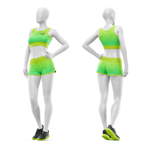Conjunto Deportivo Ecológico de 2 Piezas para Yoga y Gimnasio, 100% Poliéster, Top Corto y Pantalones Cortos, Tirantes Ajustables, Elástico en 4 Direcciones, Secado Rápido y Transpirable - Product Image 1