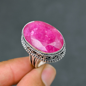 Magnifique bague tendance en argent sterling 925 massif avec pierre précieuse rubis rouge, faite à la main, vente en gros - Product Image 3